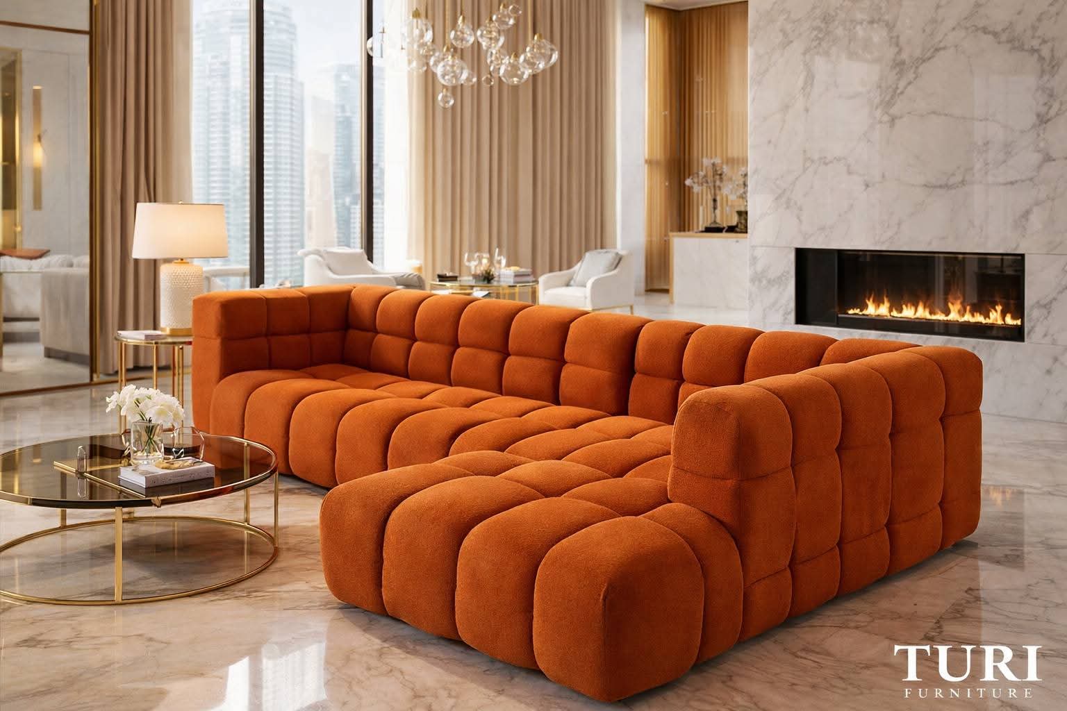 7-seater Terracotta Cloud Modular Sectional